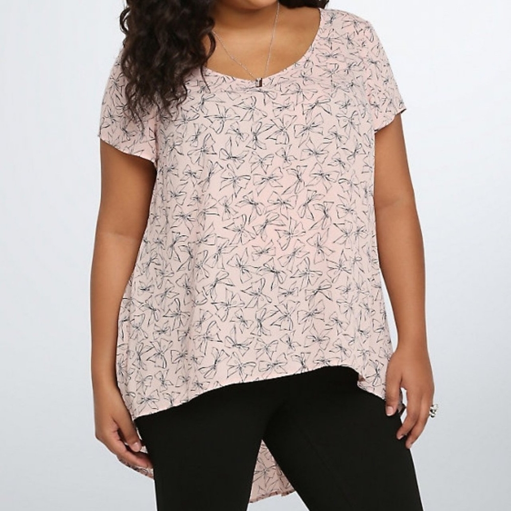 Bow Georgette Hi-Lo Blouse